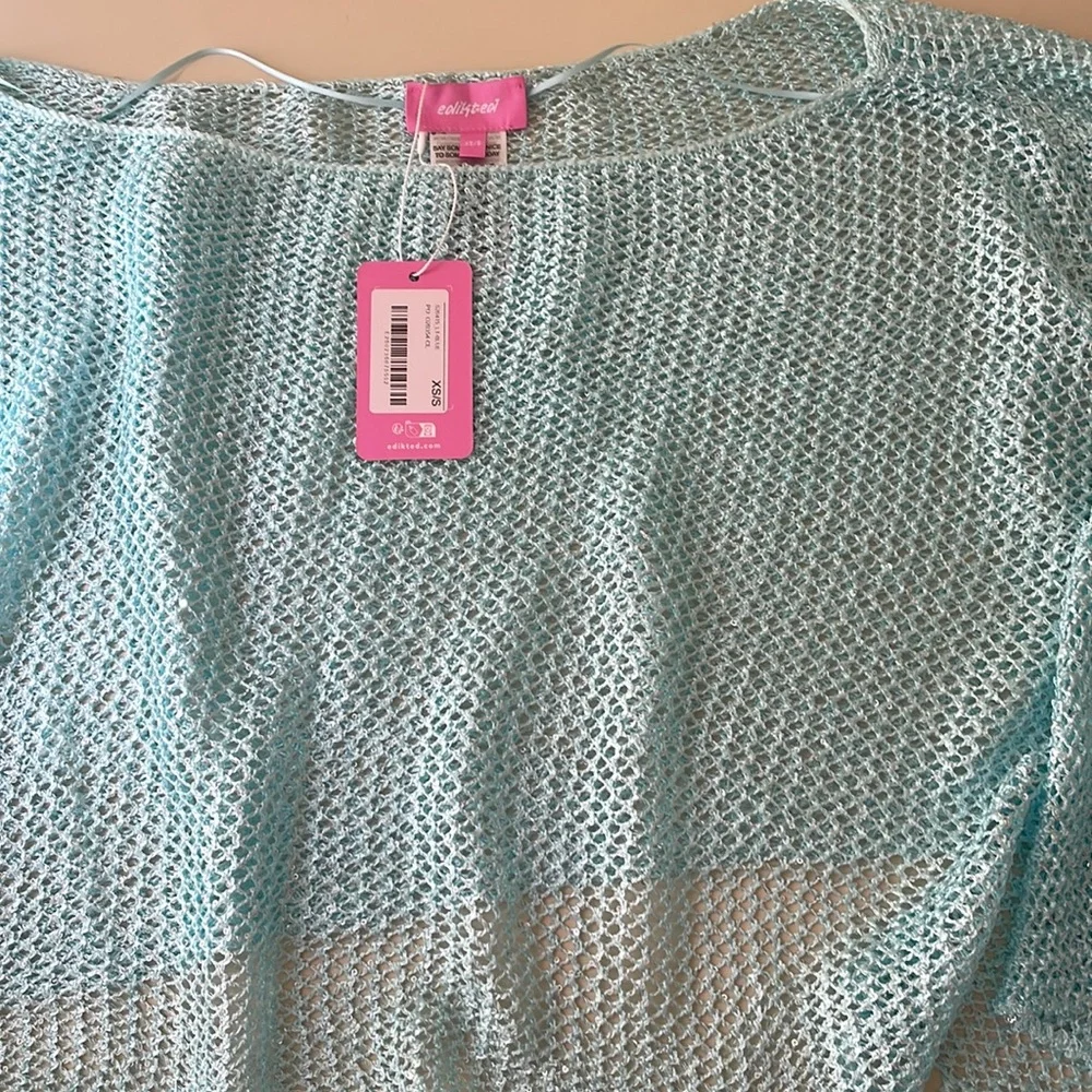 Edikted Blue Fringe Poncho - Picture 4 of 7